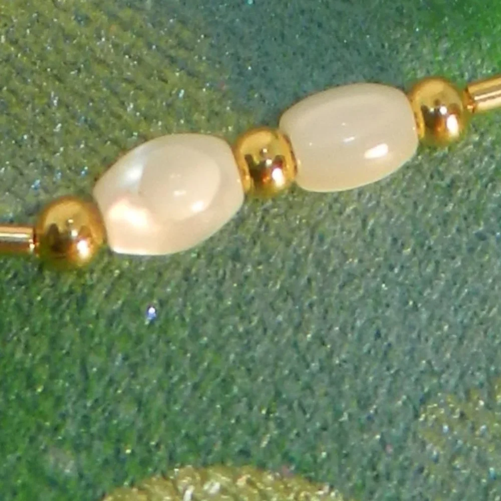 VTG gold ivory pearlcore necklace delicate gold tone bead dainty feminine choker